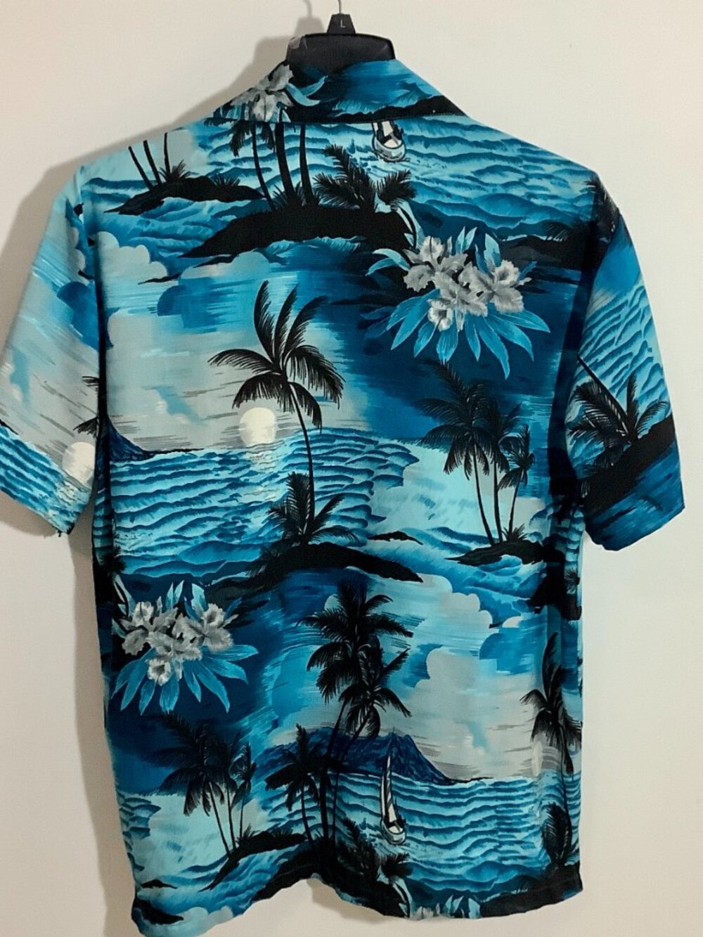 Tropical Button Short Sleeve Shirt Men XL Blue Tones - Picture 5 of 9